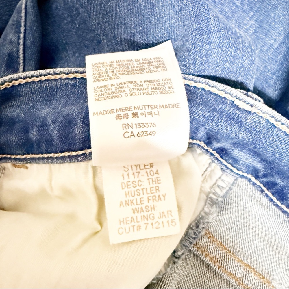 NEW MOTHER The Hustler Ankle Fray Jeans Healing Jar 34 NWOT - Picture 7 of 9